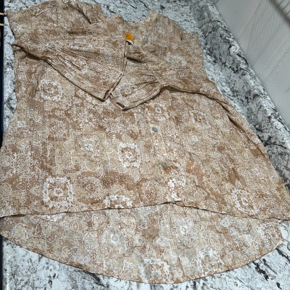Boho 3/4 flared sleeve button down top Ruby Rd. - Picture 7 of 8